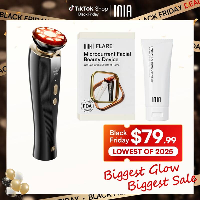 INIA FLARE All-in-One Facial Beauty Device, 3-in-1 Facial Massager Beauty Device for Face and Neck Skin Rejuvenation Lif