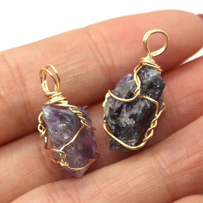 Raw Rough Natural Amethyst Pendants