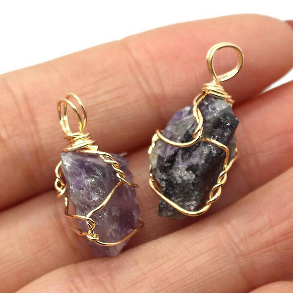 Raw Rough Natural Amethyst Pendants