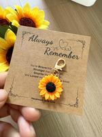 Sunflower Design Fashionable Keychain with Gift Card, Cute Resin Material Flower Shaped Keychain for Women & Men, Fashion Per...
