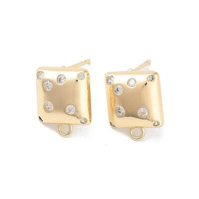 Brass Micro Pave Cubic Zirconia Stud Earring Findings