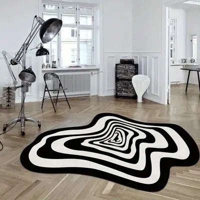 Irregular Shape Abstract Pattern Area Rug, Non-slip Washable Floor Mat, Decorative Carpet for Home Living Room Bedroom, Moder...