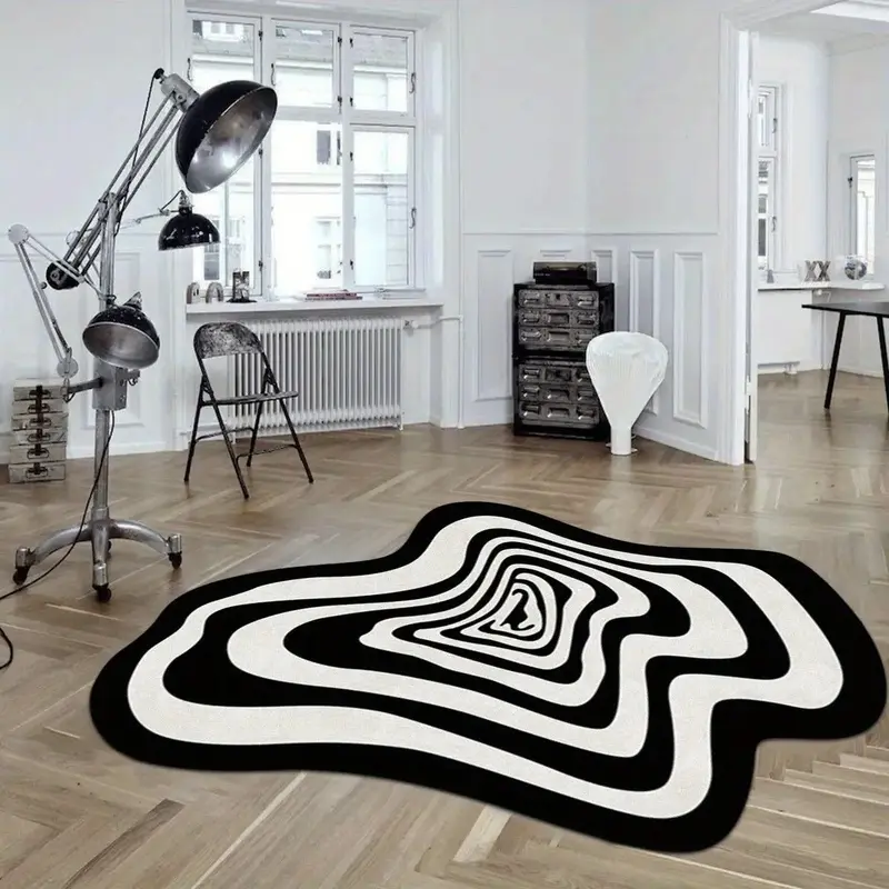 Irregular Shape Abstract Pattern Area Rug, Non-slip Washable Floor Mat, Decorative Carpet for Home Living Room Bedroom, Moder...