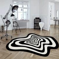 Irregular Shape Abstract Pattern Area Rug, Non-slip Washable Floor Mat, Decorative Carpet for Home Living Room Bedroom