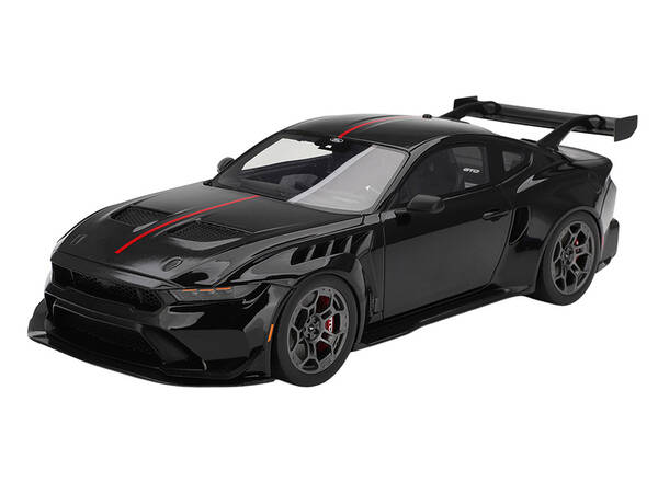 Ford Mustang GTD Shadow Black with Red Stripe 1/18 Model Car by Top Speed