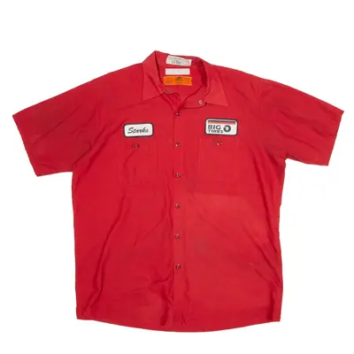 RED KAP Worker Shirt Red Short Sleeve Mens XL