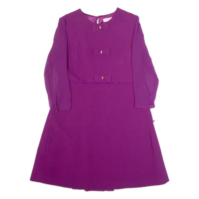 TED BAKER Womens Fit & Flare Dress Purple Long Sleeve Midi M