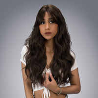 23-Inch Neutral Dark Brown Wavy Synthetic Wig | 【Heat Resistant】【Cap Included】 | #12