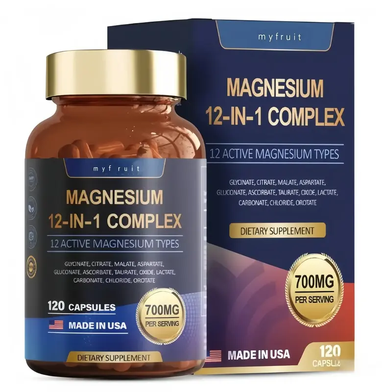 12-in-1 Magnesium Complex 700mg-Supplement with Glycinate Citrate Malate OxideTaurate Aspartate Orotate, Vegan Capsules forMu...