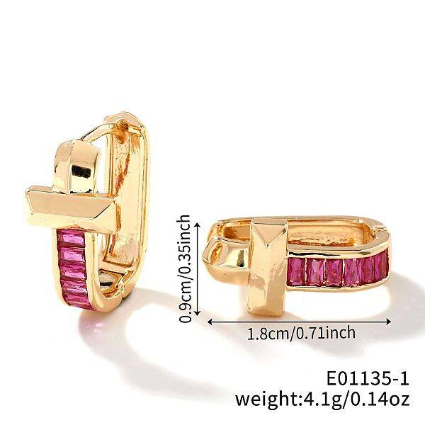Geometric U-shaped Brass Hoop Earrings for Women