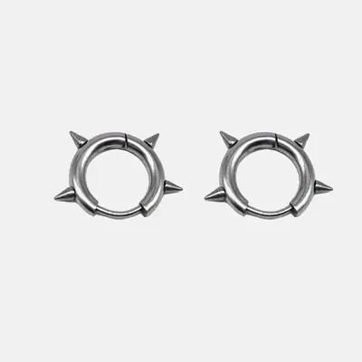 GTHIC Simple Punk Four Spike Stainless Steel Earrings for Men Women Daily Wear