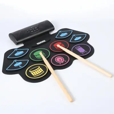 Garvee Wireless 9-Pad Roll-Up Electronic Drum Set - Dual Stereo Speakers, App Learning, Recording, Drum Sticks & Pedals, Head...