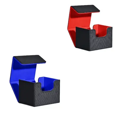 2 PCS Card Deck Box for Trading Cards, MTG Commander Deck Box Holds 120+ Single Sleeved Cards, Leather Magnetic Card Storage ...