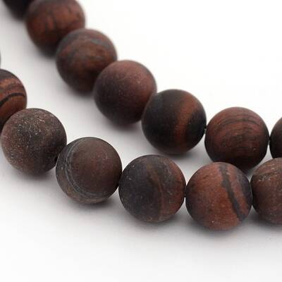 Frosted Natural Tiger Eye Round Bead Strands