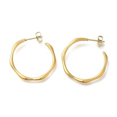 Ion Plating(IP) 304 Stainless Steel Ring Stud Earrings for Women