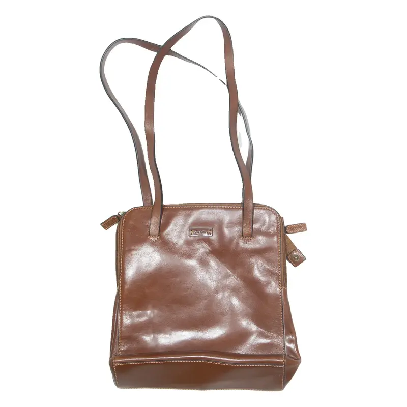 LOUVIER Womens Shoulder Bag Brown Leather