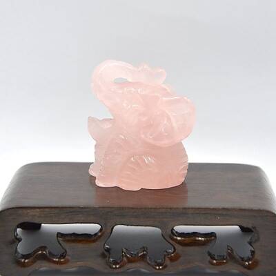 Natural Rose Quartz Carved Healing Elephant Figurines
