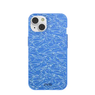 Electric Blue Shark Frenzy iPhone 14/16e Case