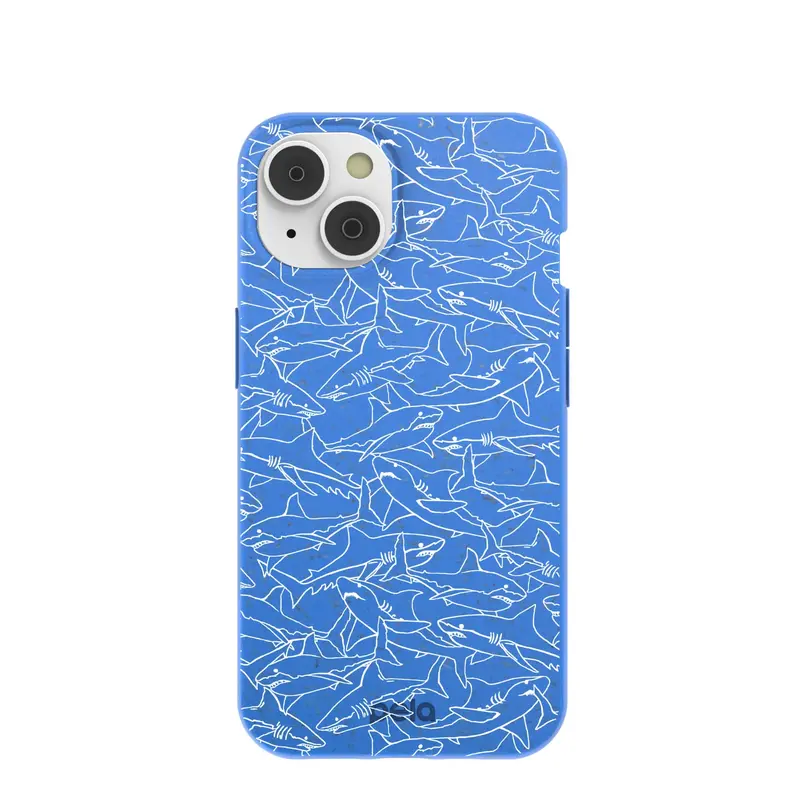 Electric Blue Shark Frenzy iPhone 14/16e Case