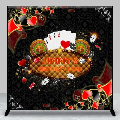 Black Poker Casino Vibe Custom Name Birthday Backdrop - Aperturee