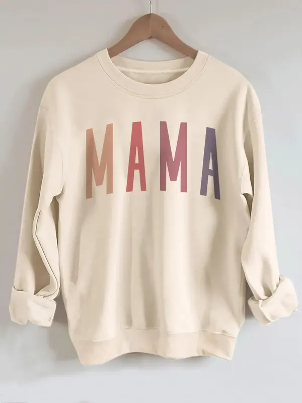 Women's Letter Print Drop Shoulder Sweatshirt, Casual Long Sleeve Round Neck Pullover for Fall, Ladies Clothes for Daily Wear