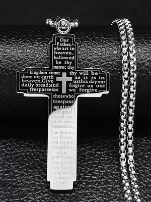Christian Bible Cross Chain Necklace Stainless Steel Pendant Necklace for Men Religious Prayer Jesus corrente masculina