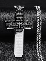 Punk Style Cross & Letter Decor Pendant Necklace, Stainless Steel Letter Print Cross Jewelry for Party, Daily Clothing Decor ...