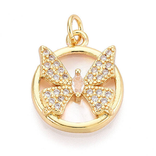 Brass Micro Pave Clear Cubic Zirconia Pendants