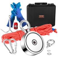 VEVOR Magnet Fishing Kit, 1200lbs Pulling Force Double Sided Fishing Magnets, 2.95inch Diameter Magnet with Rope, Grappling H...
