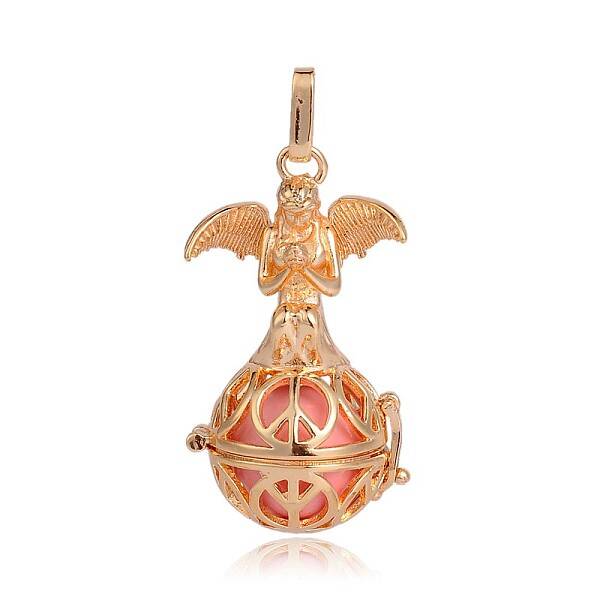 Golden Plated Brass Hollow Round Cage Pendants