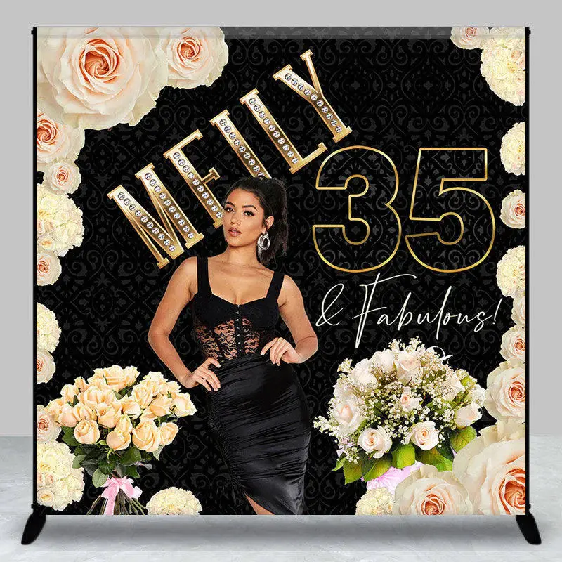Personalized Elegant Floral 35Th Birthday Backdrop - Aperturee