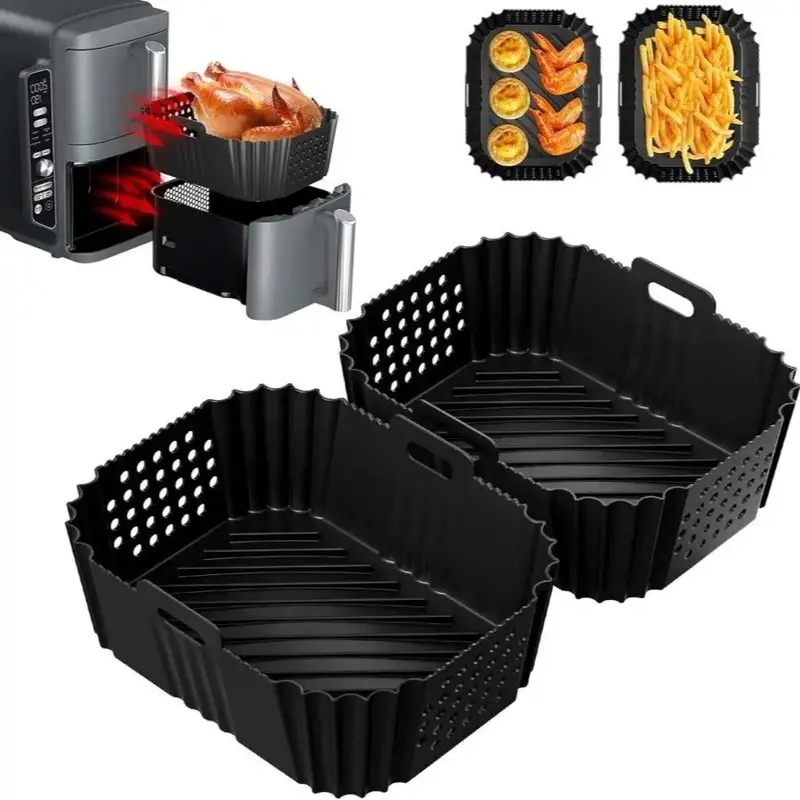 Silicone Air Fryer Liner, 2 Counts/set Air Fryer Accessories for Ninja Double Stack XL 9.5L Air Fryer SL400UK and Foodi Max ...