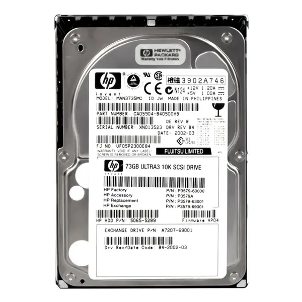 P3579-60000 HP 72.8GB Ultra-160 SCSI 10000 3.5-inch Hard Drive