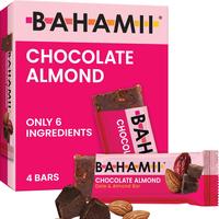 BAHAMII Chocolate Almond Date Bars: Vegan, Gluten-Free, No Added Sugar, High-Fiber Energy Snack (4-Bars)
