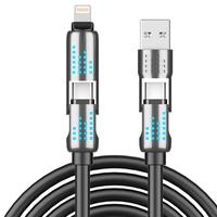 240W 4-in-1 USB-C Cable, PD 5A Fast Charging, Data Sync, USB-A, Type-C, Lightning,  Aluminum, Compatible with iPhone 16/15, i...