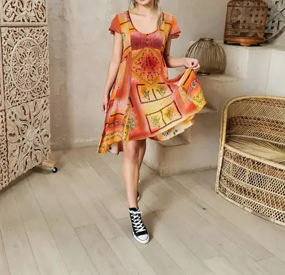 sweetest thing dress - upcycled | Size: S | Color: Earth Tones