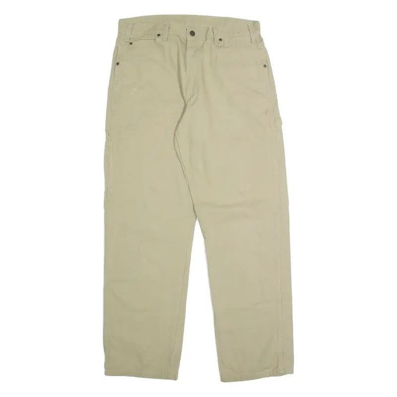 DICKIES Carpenter Cargo Mens Trousers Beige Regular Straight W34 L32