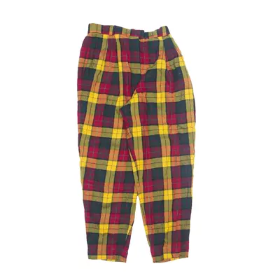BALLY Check Trousers Yellow Regular Tapered Wool Mens W28 L28