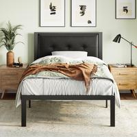 MUTICOR Metal Bed Frame with Upholstered Button Tufted Headboard,Platform Bed Frame with Iron Slats,【Frame Only, No Mattres...
