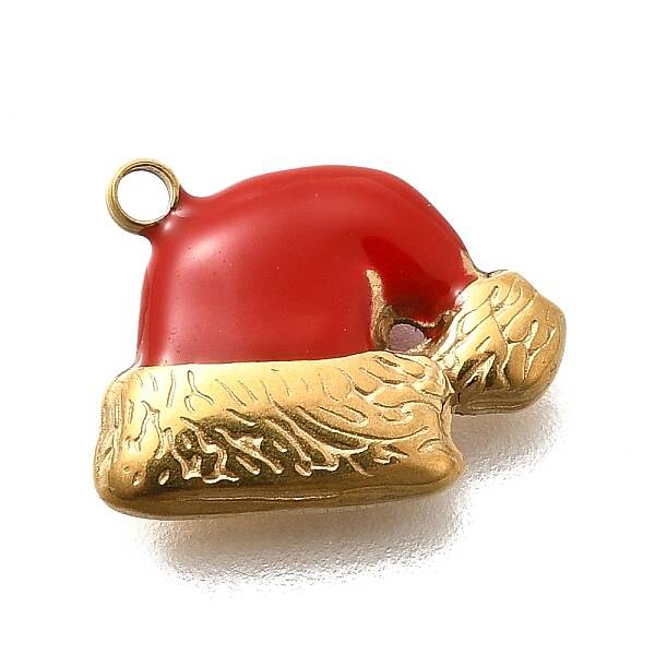 Christmas 304 Stainless Steel Red Enamel Charms