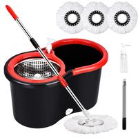 Mop Bucket with Wringer Set, 360 Rotation Mop Bucket Systerm for Floor Cleaning with 3 Microfiber Mop Head for Office and Hom...