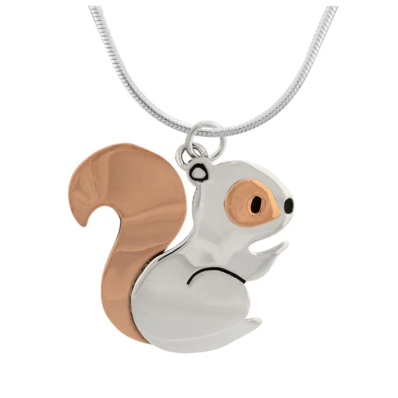 Squirrel Sterling Silver Necklace - with Sterling Cable Chain