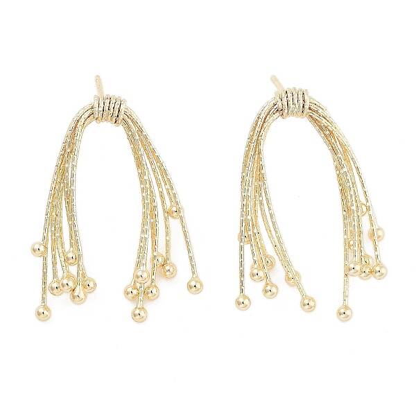 Bowknot Brass Tassel Stud Earrings for Women