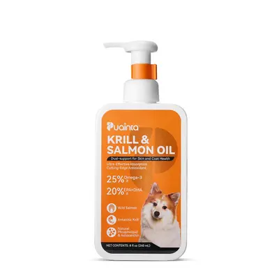 PUAINTA Krill & Salmon Oil Formula, 25% Omega 3 for Dogs and Cats, Fish Oil with EPA and DHA, for Dog Skin and Coat