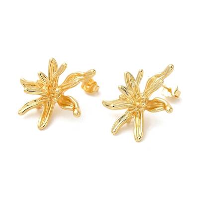 Real 18K Gold Plated Brass Stud Earrings