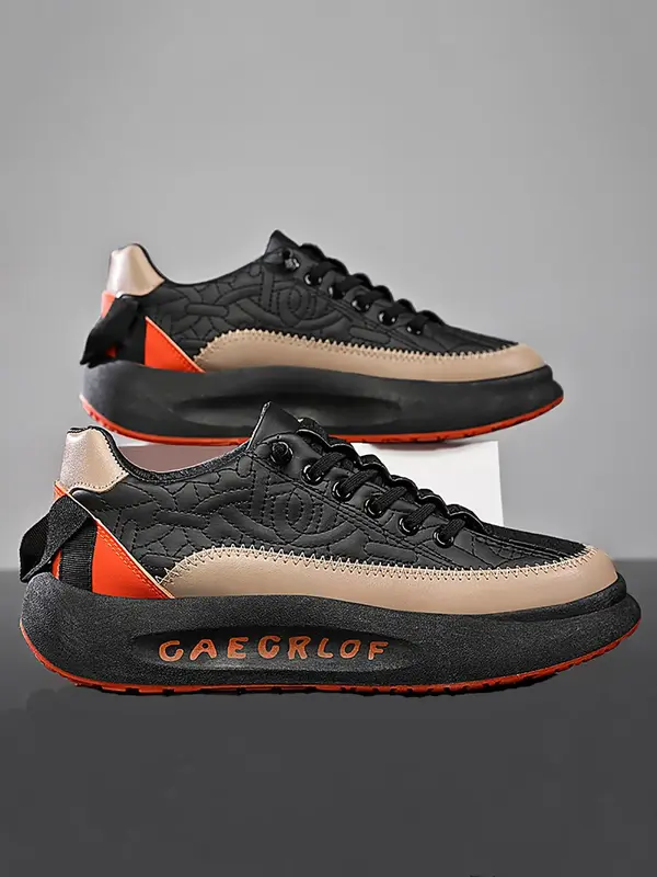 Men's Fashionable Letter Pattern Lace Up Low Top Sneakers, Casual Comfortable Breathable Sports Shoes, All-match Round Toe Fl...