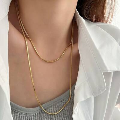 1.6MM 304 Stainless Steel Snake Chain Long Necklaces