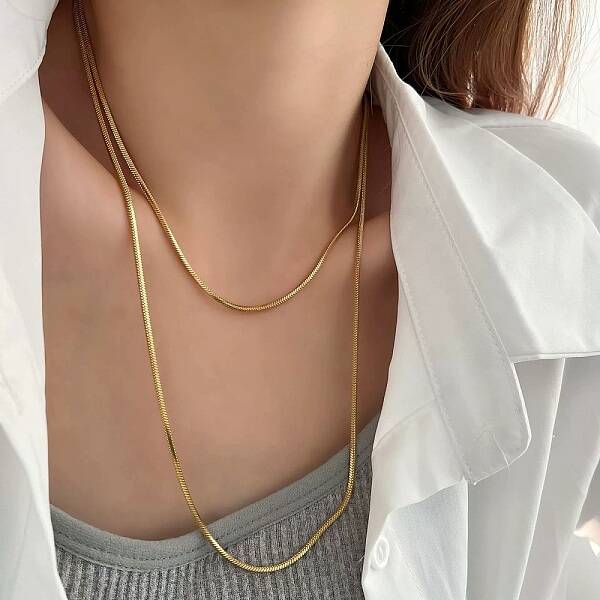 1.6MM 304 Stainless Steel Snake Chain Long Necklaces