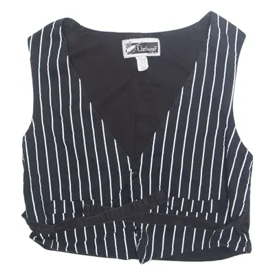 CHEF WEAR Mens Waistcoat Black Striped XS