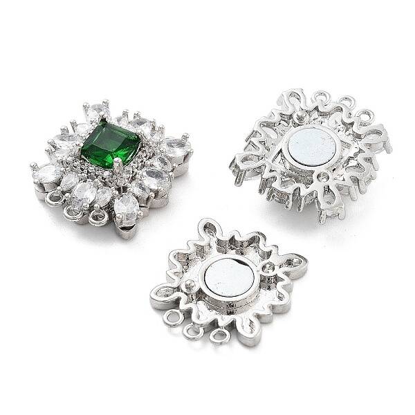 Brass Micro Pave Cubic Zirconia Magnetic Clasps